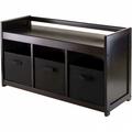 Doba-Bnt Addison 4Pc Storage Bench With 3 Foldable Fabric Baskets In Black - Espresso - Chocolate SA143807
